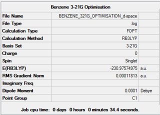 Benzene Optimisation 3-21G Summary