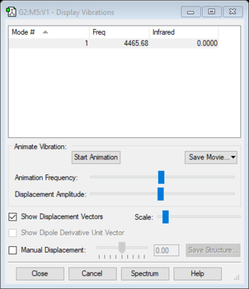 Hydrogen display vibrations screenshot