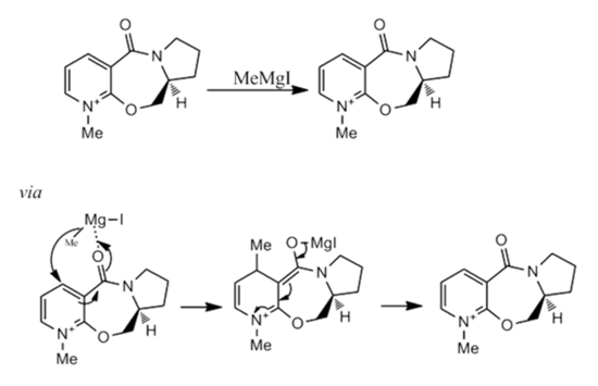 Nucleophilic attack of Grignard reagent on 5