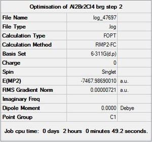 Al2Br2Cl4 with bridging bromide atoms calculation summary