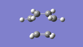 Figure 27: Animation of the imaginary vibration (-956.50 cm-1) for the ethylene + butadiene cycloaddition TS (expand to view)