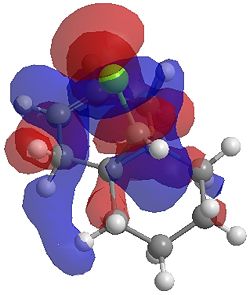 "LUMO orbital by DF method for dihydrogenated product"