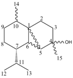 Allocation of atoms in Cubebol derivatives for NMR analysis