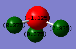 Charge on N atom: -1.125Q. Charge on H atom: 0.375Q.