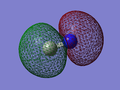Molecular orbital 2 is occupied and shows the 2σ* anti-bonding MO formed by the overlap of the N 2s AO with the C 2s AO. The anti-bonding orbital around Carbon is larger as it is the more electropositive atom.