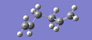 Fig 12: Numbered atom diagram of Gauche 1,5-Hexadiene
