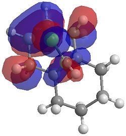 "HOMO orbital by HF method for dihydrogenated product"