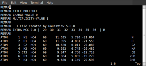 .p2n file for the calculation of partial charges