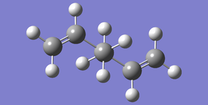 Fig 1: Antiperiplanar Conformer of 1,5-Hexadiene, Total Energy: -231.69253528 a.u., Point Group: Ci