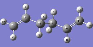 Fig 10: Numbered atom diagram of Antiperiplanar 1,5-Hexadiene