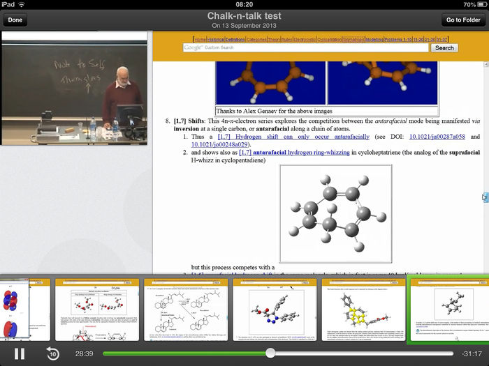 Screen capture of recording using the Panopto app