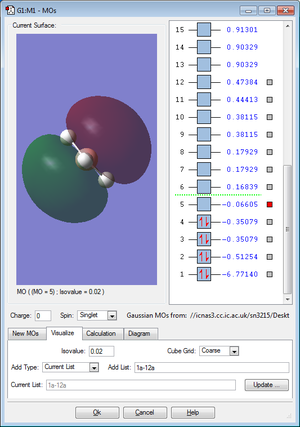 Boron 2pz orbital (LUMO)