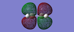 Fig 41: Ethylene LUMO. Antisymmetric with respect to the plane.