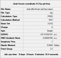 Summary of Frozen Coordinate method applied to Chair TS
