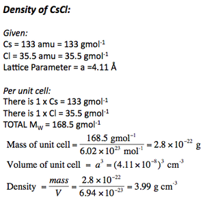 Density of CsCl.