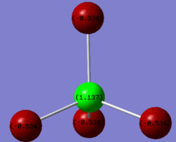 Charge on Al atom: 1.137Q Charge on Br atom: -0.534Q